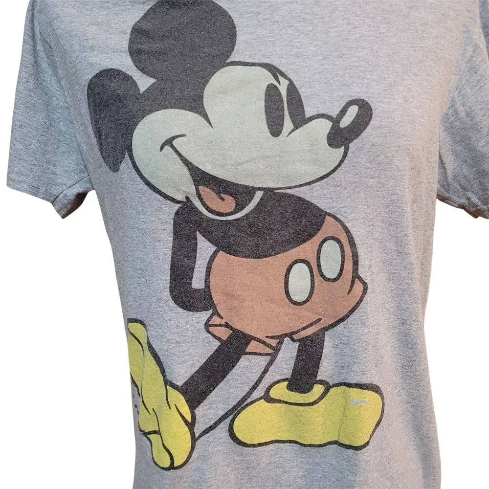 Classic Disney Mickey Mouse Tee Women's Sz M Short Sleeve Shirt Grey - Picture 2 of 5